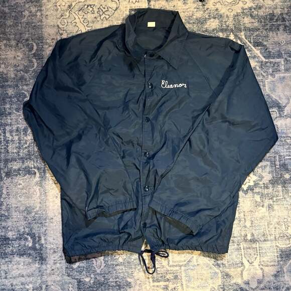 Generic Vintage Other - Vintage Navy Blue Nylon Coaches Jacket with Eleanor Embroidery Size M